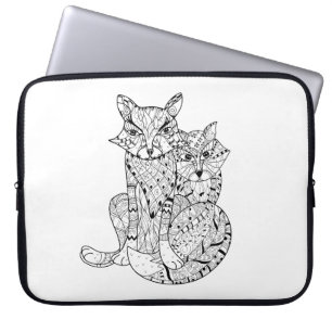 Boho Fox Doodle Laptop Sleeve