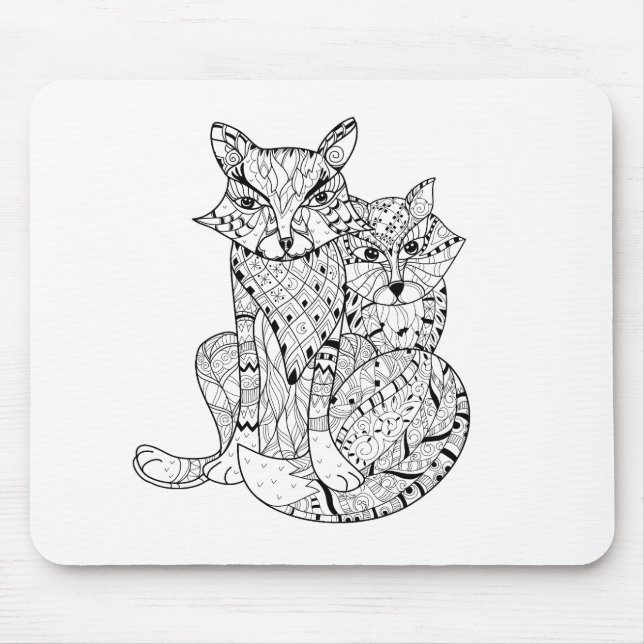 Boho Fox Doodle Mouse Mat (Front)