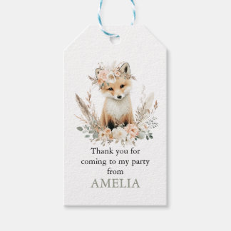 Boho Fox Girl 1st Birthday Any age  Favor  Gift Tags