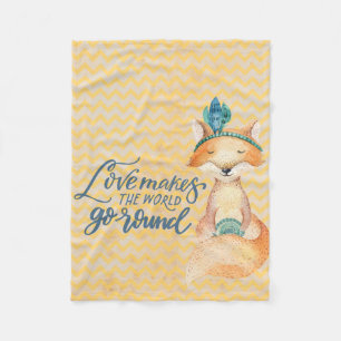 Boho Fox Love Quote Fleece Blanket