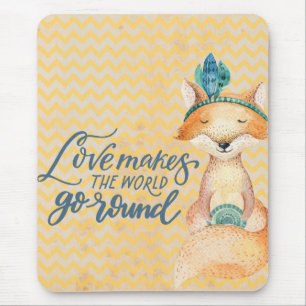 Boho Fox Love Quote Mouse Mat