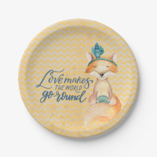 Boho Fox Love Quote Paper Plate