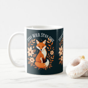 Boho Fox "Stay Wild, Stay Free" Woodland Dark Coffee Mug
