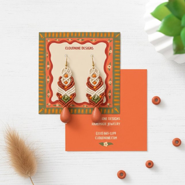 Boho Frame Earring Necklace Jewellery Display Card (Boho Frame Floral Earring Necklace Jewelry Display Card
)