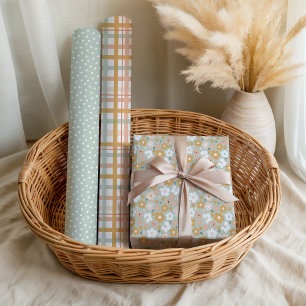 Boho Free Spirit Floral Pastel Fun Wrapping Paper Sheet