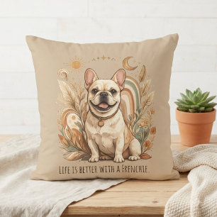 Boho French Bulldog Sun and Moon Cushion