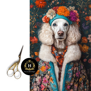 Boho French Poodle Portrait Decoupage  Tissue Paper