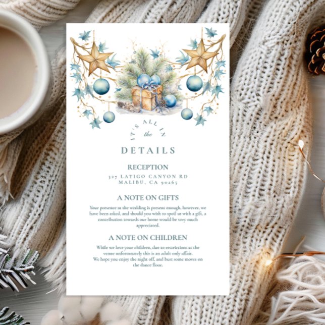 Boho Frosted Blue Pine Wedding Enclosure Card (Creator Uploaded)