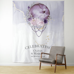 BOHO Full Moon Amethyst  Watercolor Celestial Tapestry