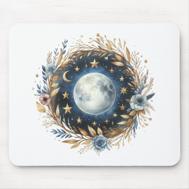 Boho Full Moon Mouse Mat (Front)
