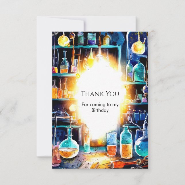 Boho Fun Chemistry Scientist Birthday Thank You Card (Front)
