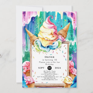 Boho Fun Magic Ice Cream Birthday Invitation