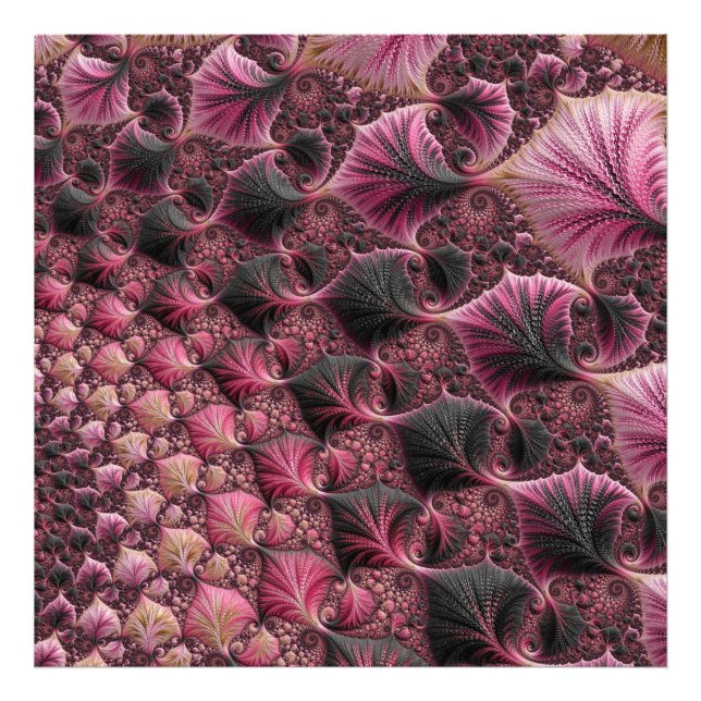 Boho Funky Eclectic Pink Black Abstract Fractal Photo Print (Front)