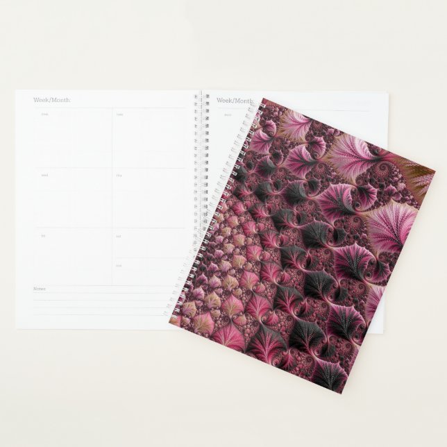 Boho Funky Eclectic Pink Black Abstract Fractal Planner (Display)