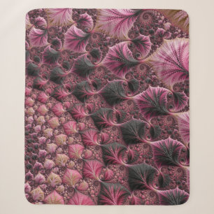 Boho Funky Eclectic Pink Black Abstract Fractal Sherpa Blanket