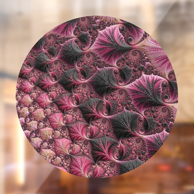 Boho Funky Eclectic Pink Black Abstract Fractal Window Cling (Sheet 2)