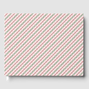 Boho Funky Retro Eclectic Pastel Christmas Stripe Guest Book