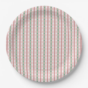 Boho Funky Retro Eclectic Pastel Christmas Stripe Paper Plate