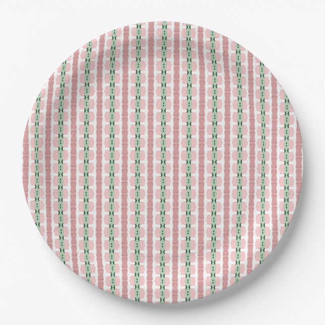 Boho Funky Retro Eclectic Pastel Christmas Stripe Paper Plate (Front)