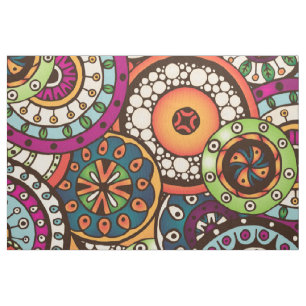 Boho Funky Trendy Retro Abstract Pattern Fabric