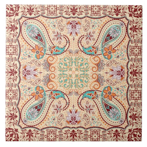 Image of Boho Funky Trendy Retro Abstract Pattern Tile