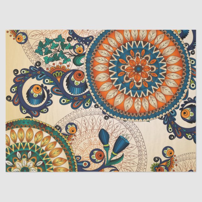 Boho Funky Trendy Retro Abstract Pattern Tissue Paper (Front)