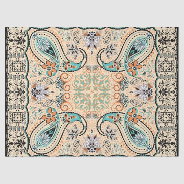 Boho Funky Trendy Retro Abstract Pattern Tissue Paper (Front)