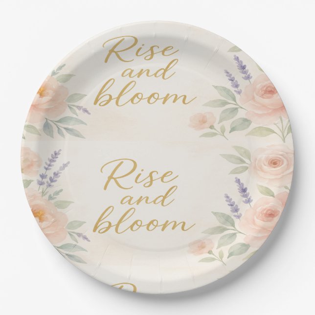 Boho Garden Bloom Floral Ring Paper Plate (Front)