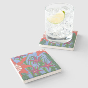 Boho Garden Blues Art  Stone Coaster