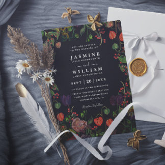 Boho Garden Floral Rustic Elegant Modern Wedding Invitation