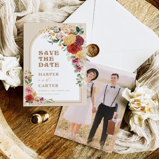 Boho Garden Flowers Pampas Grass Save the Date (Creator Uploaded)