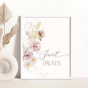 Boho garden flowers Sweet treats table Poster