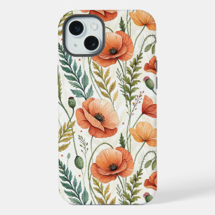 Boho Garden of Beautiful Poppies iPhone 15 Plus Case