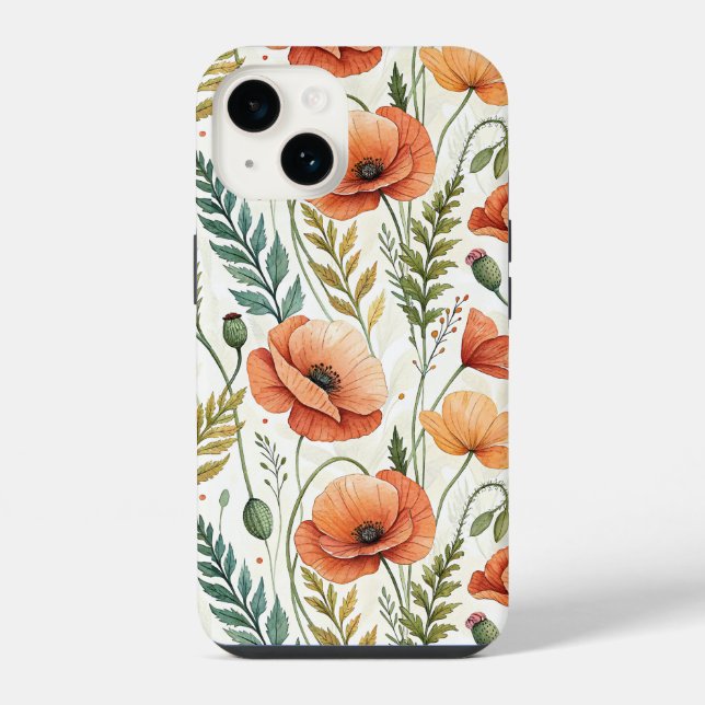 Boho Garden of Beautiful Poppies iPhone Case (Back)