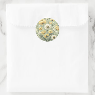 Boho Garden Party Sage Wildflower Wedding Classic Round Sticker