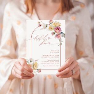 Boho Garden Rose Flowers Bridal Shower Invitation