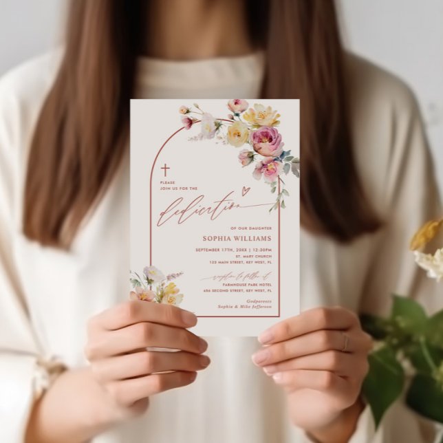 Boho Garden Rose Flowers Dedication Invitation (Creator Uploaded)