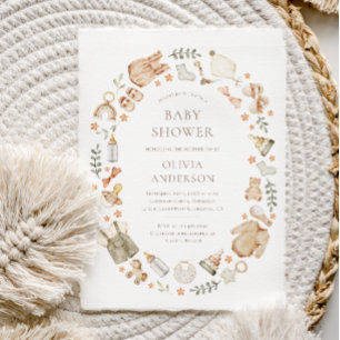 Boho Gender Neutral Baby Clothes Baby Shower Invitation