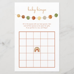 Boho Gender Neutral Baby Shower Bingo Game