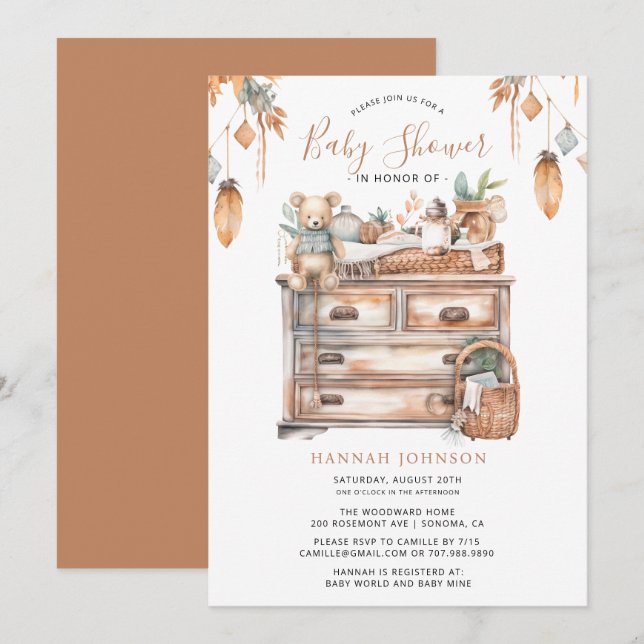 Boho Gender Neutral Baby Shower Invitation (Front/Back)