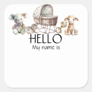 Boho Gender Neutral Baby Shower Name Tag