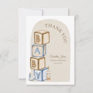 Boho Gender Neutral Blocks And Toys Baby Shower  Thank You Card