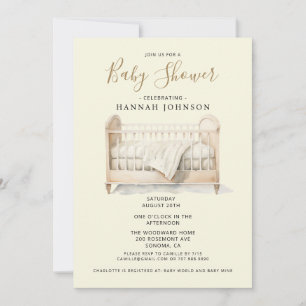 Boho Gender Neutral Crib Baby Shower Invitation