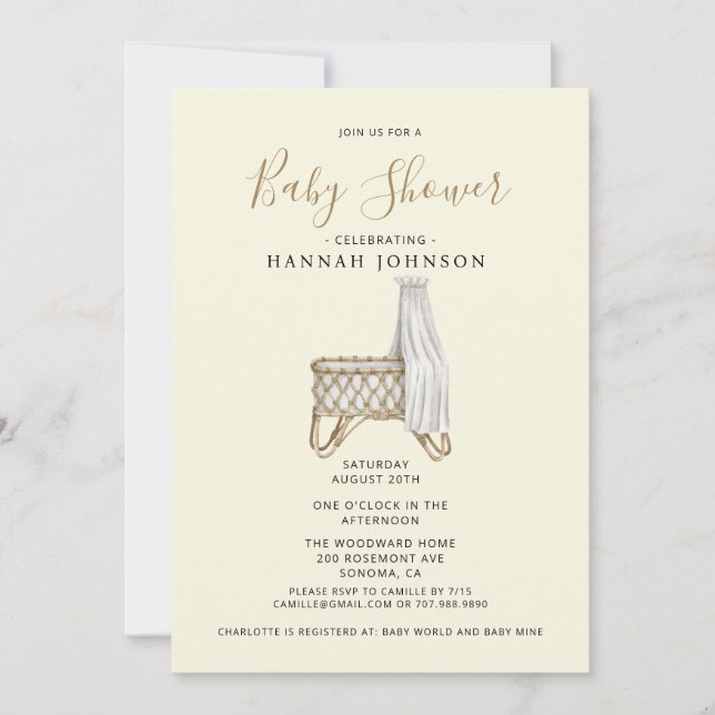 Boho Gender Neutral Nursery Crib Baby Shower Invitation (Front)