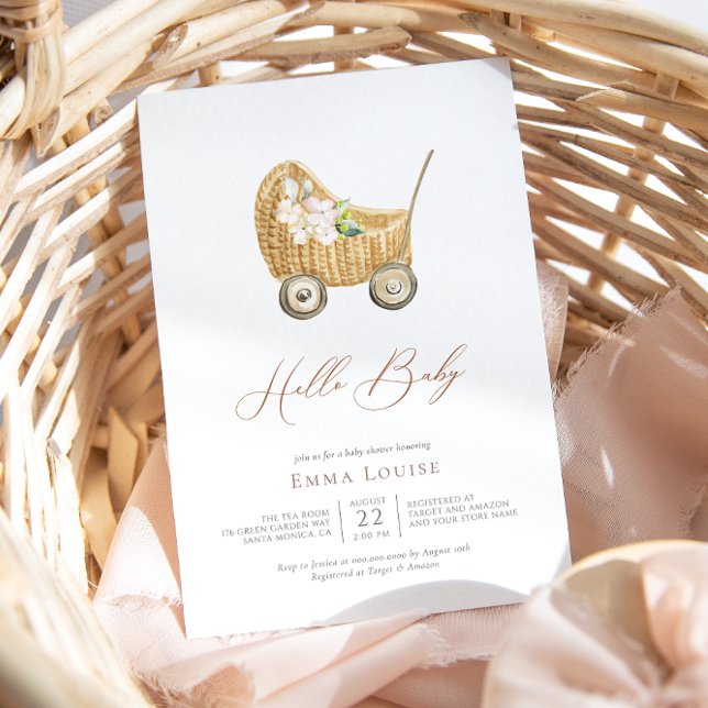 Boho Gender Neutral Nursery Hello Baby Shower Invitation (Creator Uploaded)