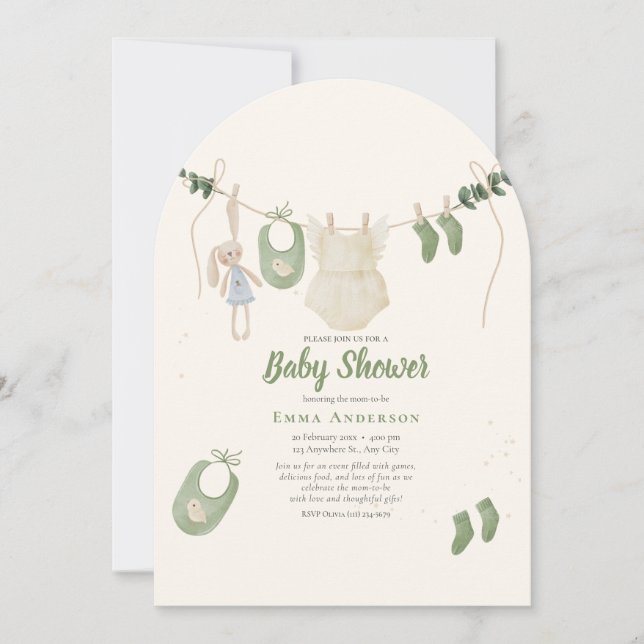 Boho Gender Neutral Vintage Baby Rustic Shower Invitation (Front)