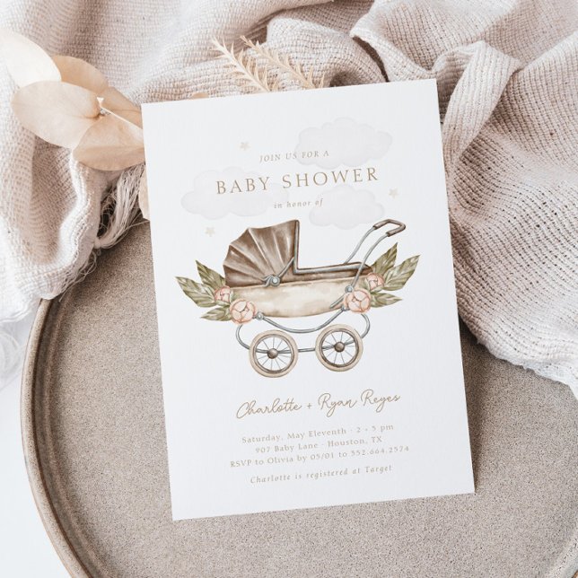 Boho Gender Neutral Vintage Baby Shower Invitation (Creator Uploaded)