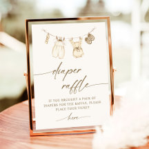 Boho Gender Reveal Diaper Raffle Sign 