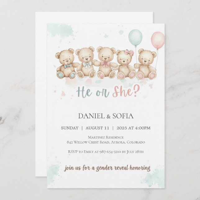 Boho Gender Reveal Invitation Neutral Baby (Front/Back)
