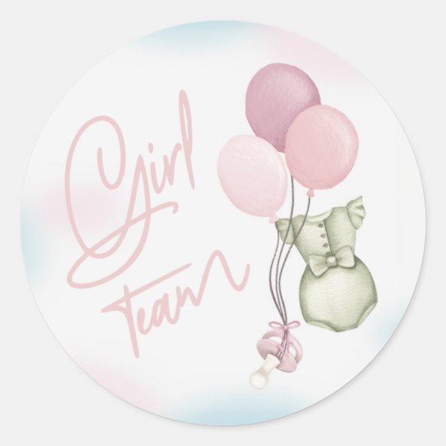 Boho Gender Reveal Stickers Team Girl (Front)